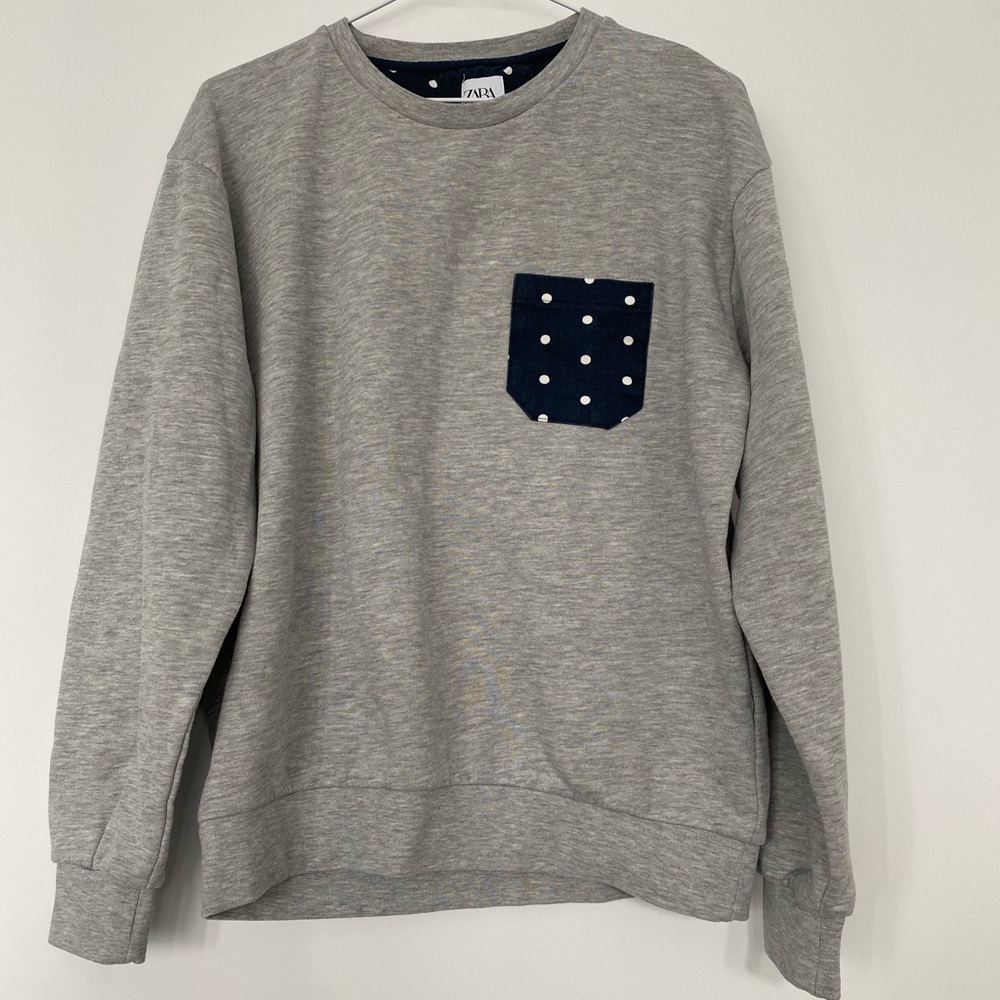 Zara Crewneck Sweater with Polkadot Pocket